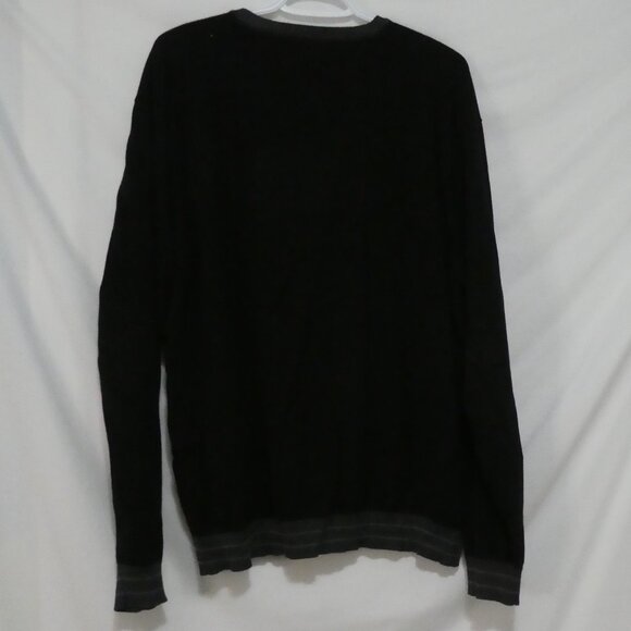 KENNETH COLE - Unlisted Production | 2XT | Black Henley Sweater | Grey Trim - Picture 2 of 14